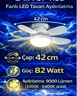 CATA CT-1155 Karayel Fan LED Ampul 82W Kumandalı