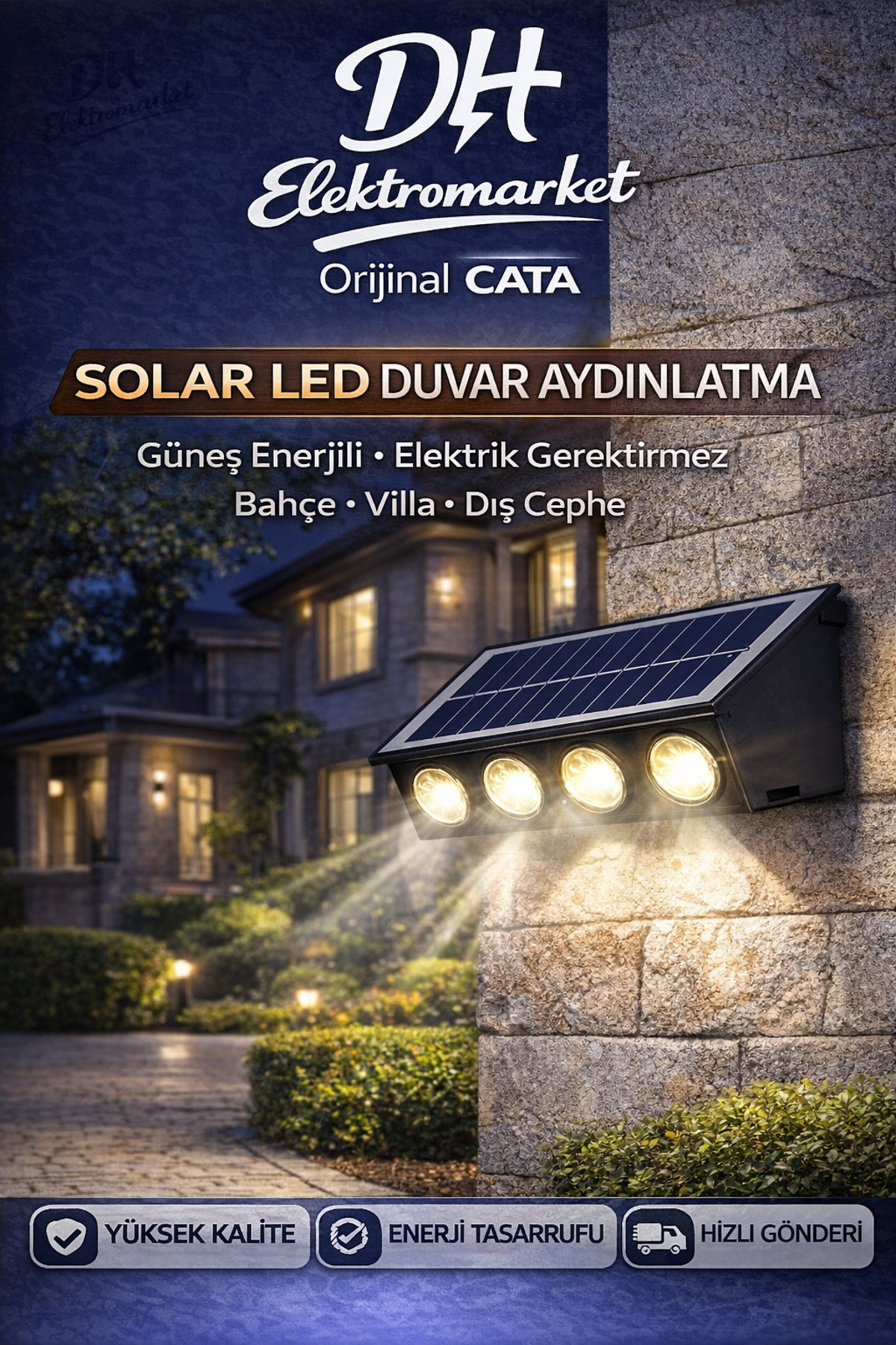 CATA CT-8010 KOS SOLAR 20W Güneş Enerjili LED Duvar Apliği